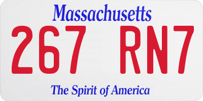MA license plate 267RN7