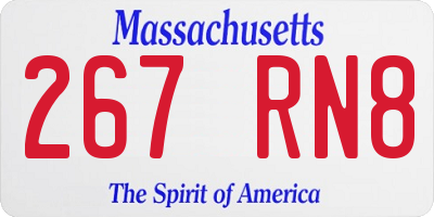 MA license plate 267RN8