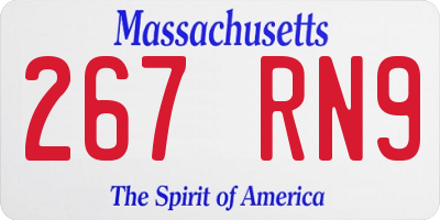 MA license plate 267RN9