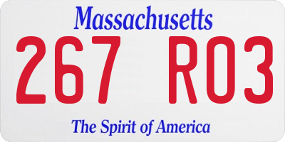MA license plate 267RO3
