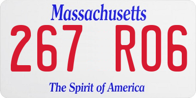 MA license plate 267RO6