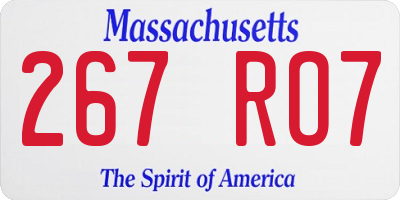 MA license plate 267RO7