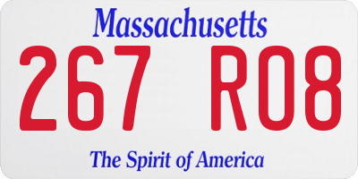 MA license plate 267RO8