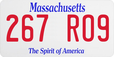 MA license plate 267RO9
