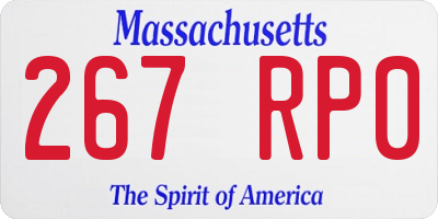 MA license plate 267RP0