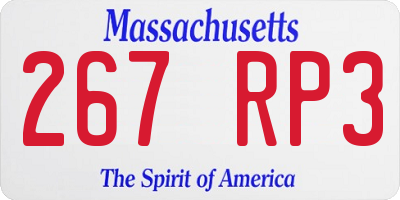MA license plate 267RP3
