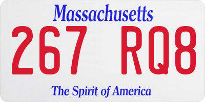MA license plate 267RQ8