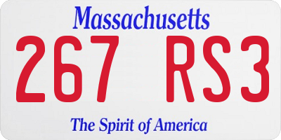 MA license plate 267RS3