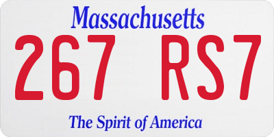MA license plate 267RS7