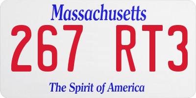 MA license plate 267RT3