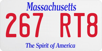 MA license plate 267RT8
