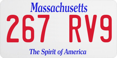 MA license plate 267RV9