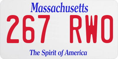 MA license plate 267RW0