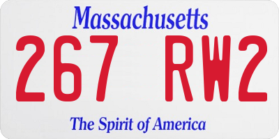 MA license plate 267RW2