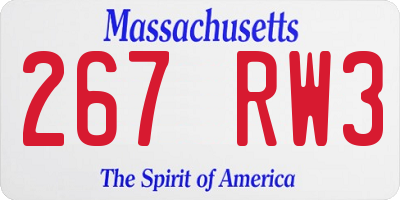 MA license plate 267RW3