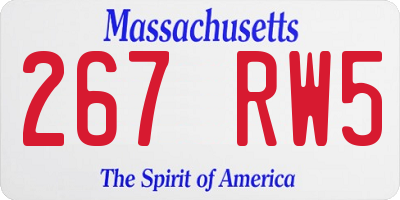 MA license plate 267RW5