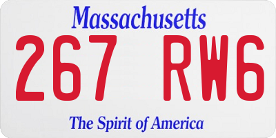 MA license plate 267RW6