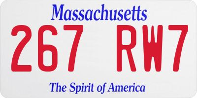MA license plate 267RW7