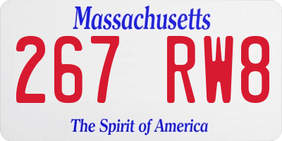 MA license plate 267RW8