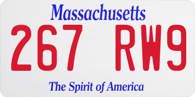 MA license plate 267RW9