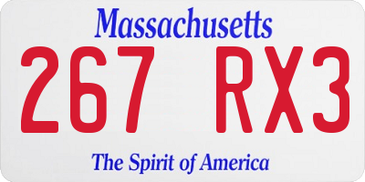 MA license plate 267RX3