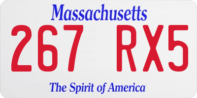 MA license plate 267RX5