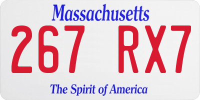 MA license plate 267RX7