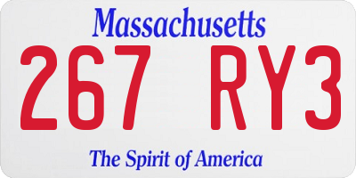 MA license plate 267RY3