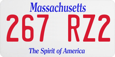 MA license plate 267RZ2