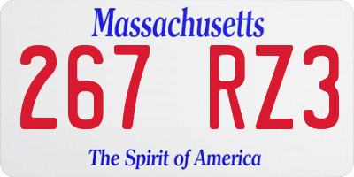 MA license plate 267RZ3