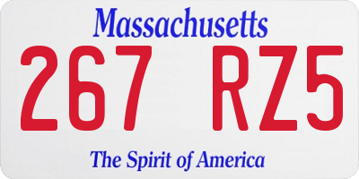MA license plate 267RZ5