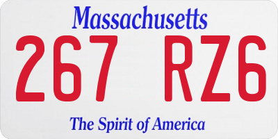 MA license plate 267RZ6