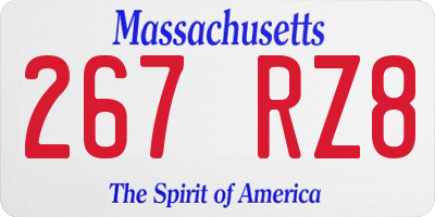 MA license plate 267RZ8