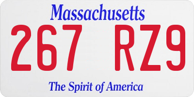 MA license plate 267RZ9