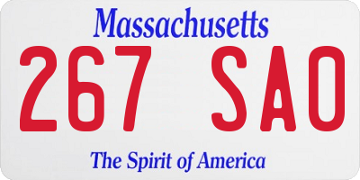 MA license plate 267SA0