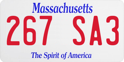 MA license plate 267SA3