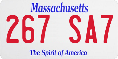 MA license plate 267SA7