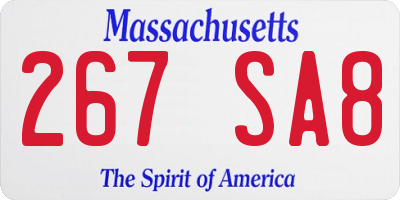 MA license plate 267SA8