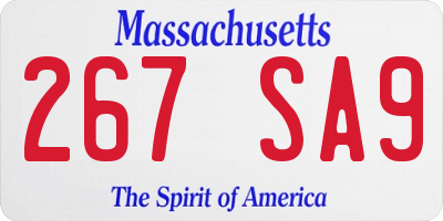 MA license plate 267SA9