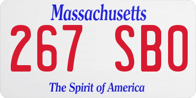 MA license plate 267SB0