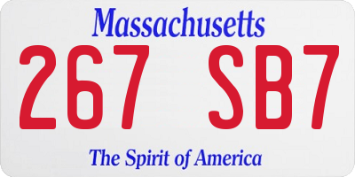 MA license plate 267SB7
