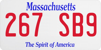 MA license plate 267SB9
