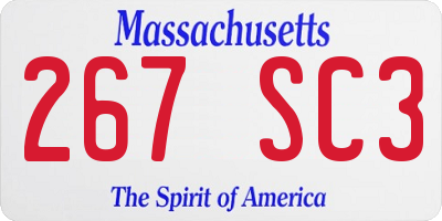 MA license plate 267SC3