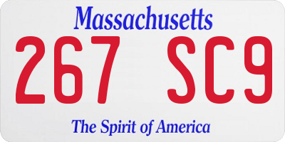MA license plate 267SC9