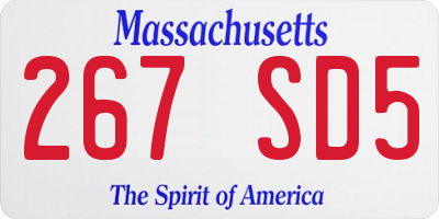 MA license plate 267SD5