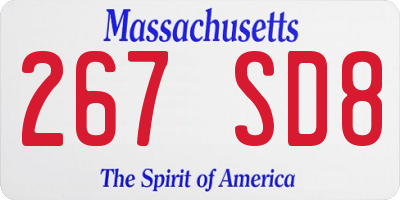 MA license plate 267SD8