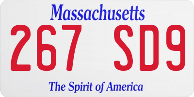 MA license plate 267SD9