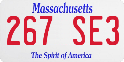 MA license plate 267SE3