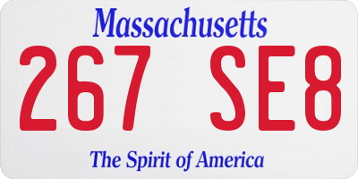 MA license plate 267SE8