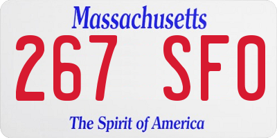 MA license plate 267SF0